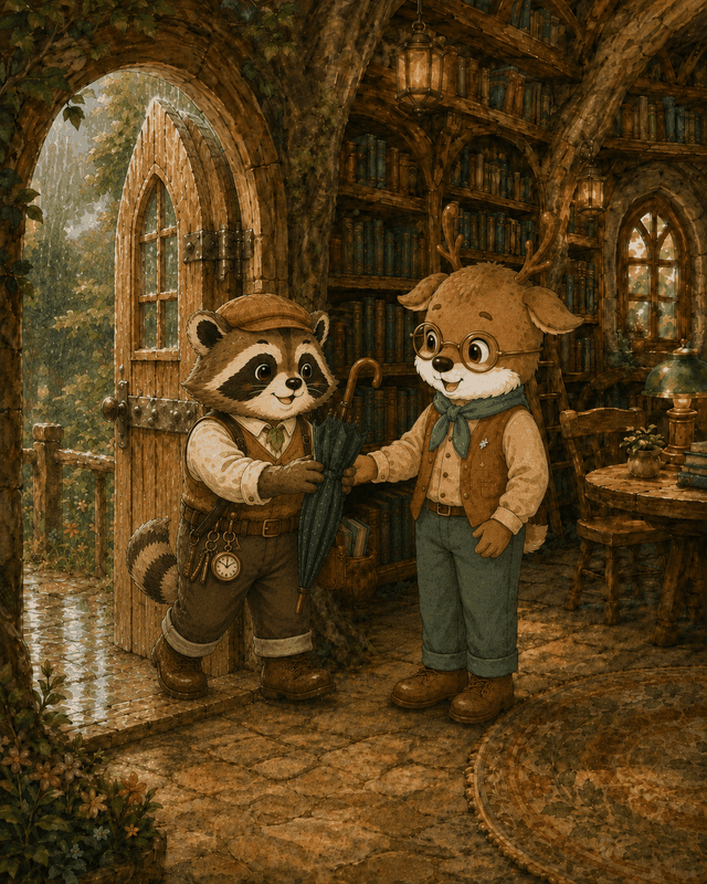 Teddy Castle 熊堡漫畫〈或許〉第 4 頁，布丁回頭看見被可樂保留的小傘