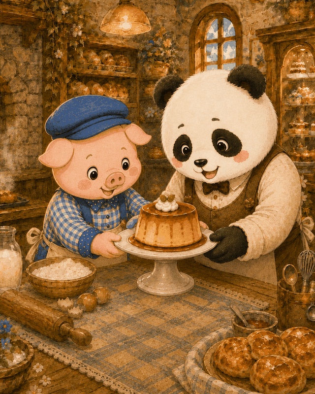 Teddy Castle 熊堡漫畫〈換個角度〉第 4 頁，焦糖和梅花看見不完美甜點的新角度