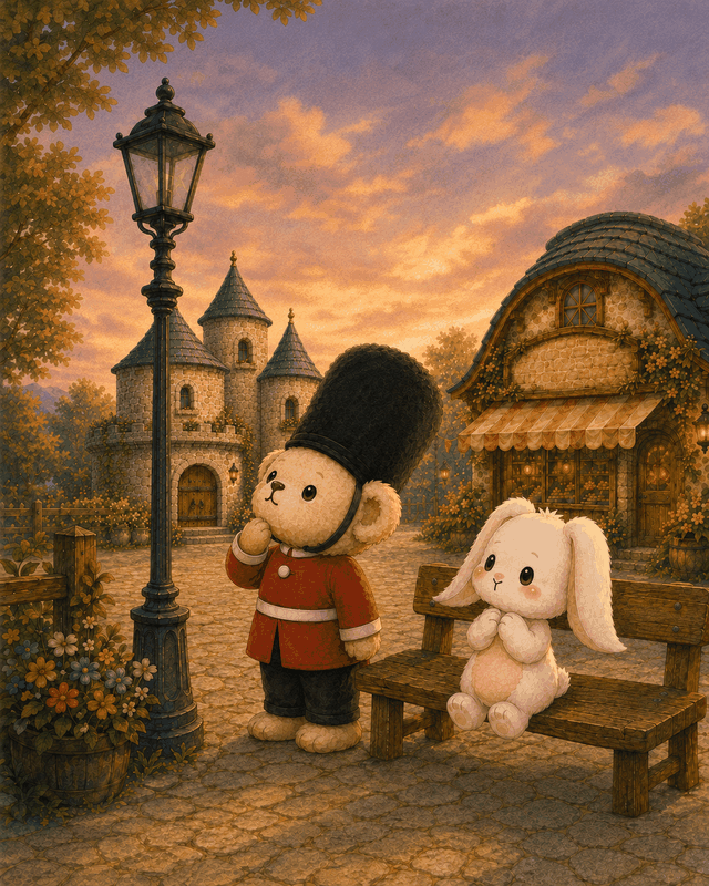 Teddy Castle 熊堡漫畫〈路燈〉第 2 頁，安東擔心晚歸的人看不清回家的路