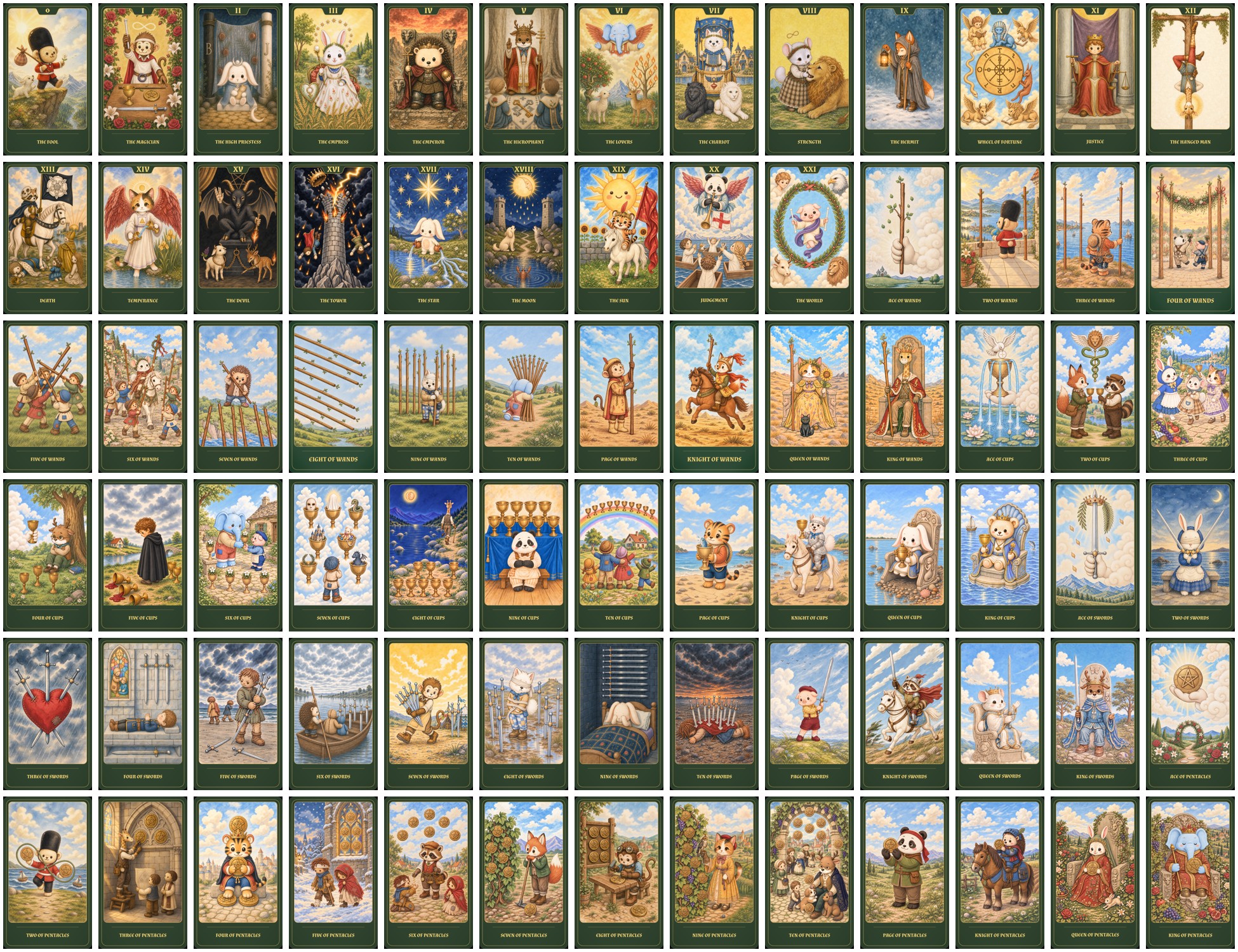 All 78 Teddy Castle Tarot cards in order